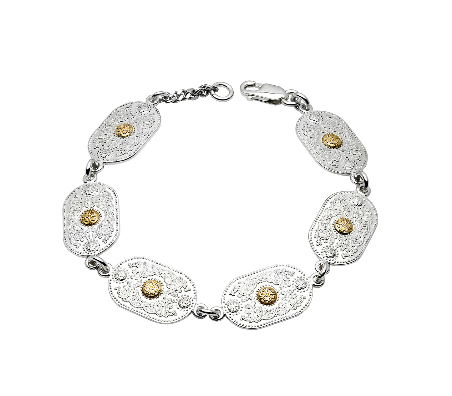 Sterling Silver and Irish Gold Celtic Bracelet - 6 Links