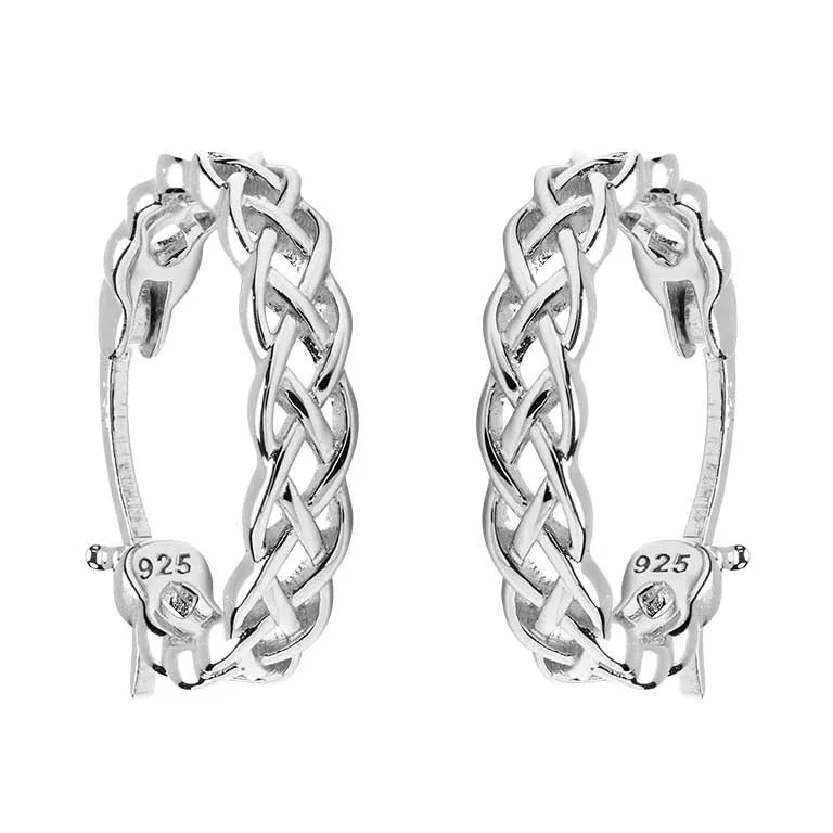 Sterling Silver Celtic Hoop Earrings - Medium