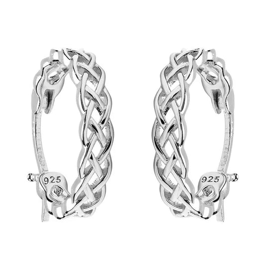 Sterling Silver Celtic Hoop Earrings - Medium