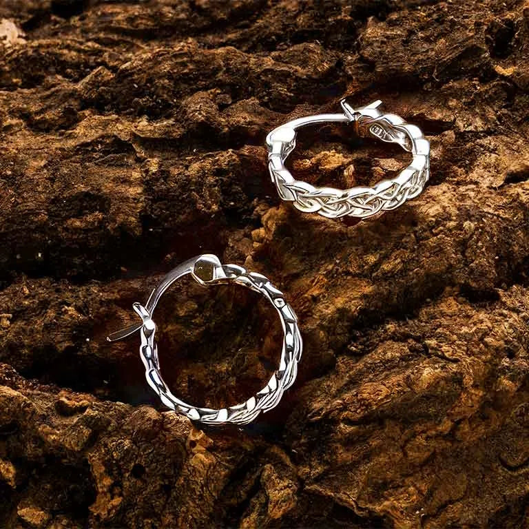 Sterling Silver Celtic Hoop Earrings - Medium