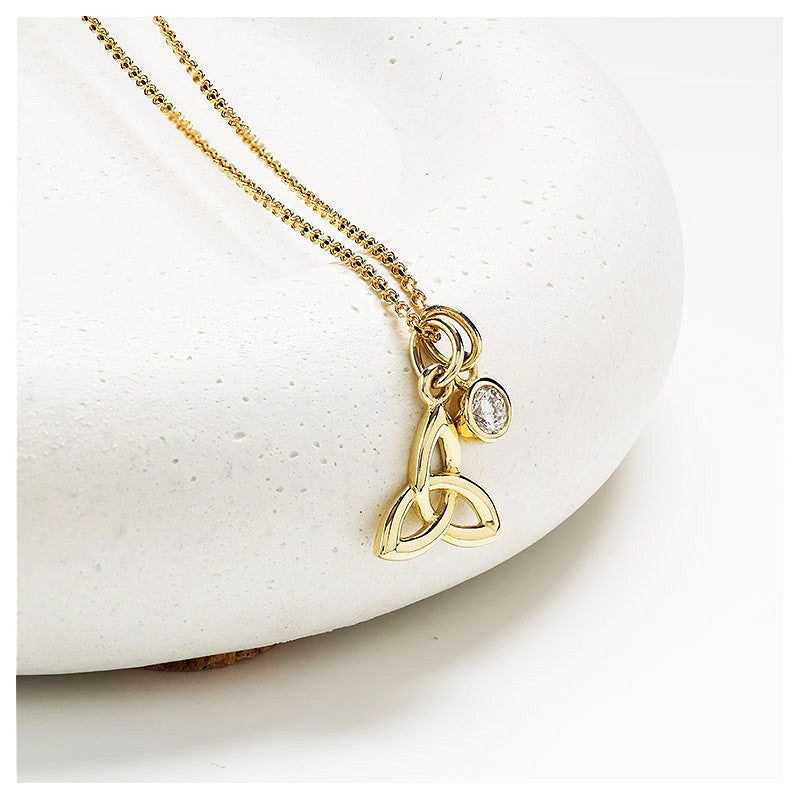 14ct Gold Trinity Knot Necklace with Lab Grown Diamond