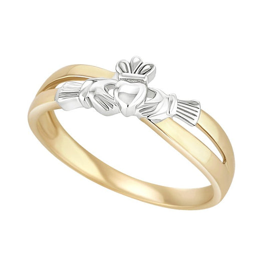 10ct Gold Claddagh Crossover Ring