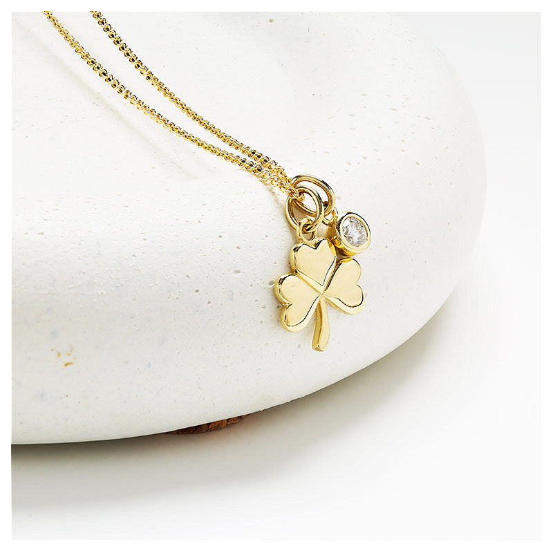 14ct Gold Shamrock Necklace with Lab Grown Diamond