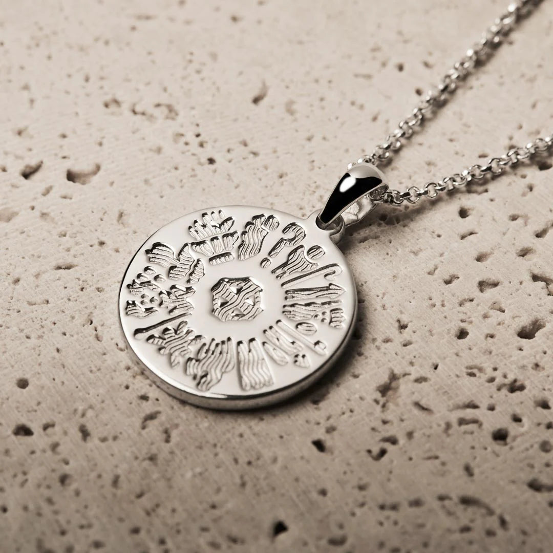 Sterling Silver History Of Ireland Disc Pendant