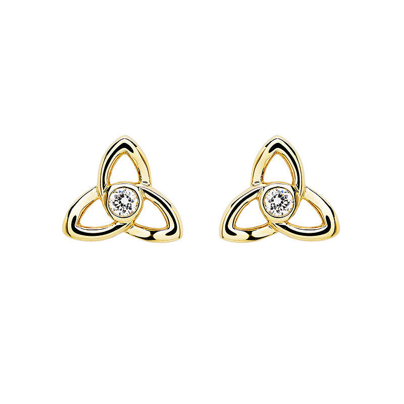 14ct Gold Trinity Knot Earrings with Lab Grown Diamond