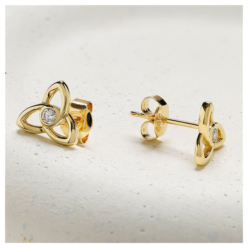 14ct Gold Trinity Knot Earrings with Lab Grown Diamond