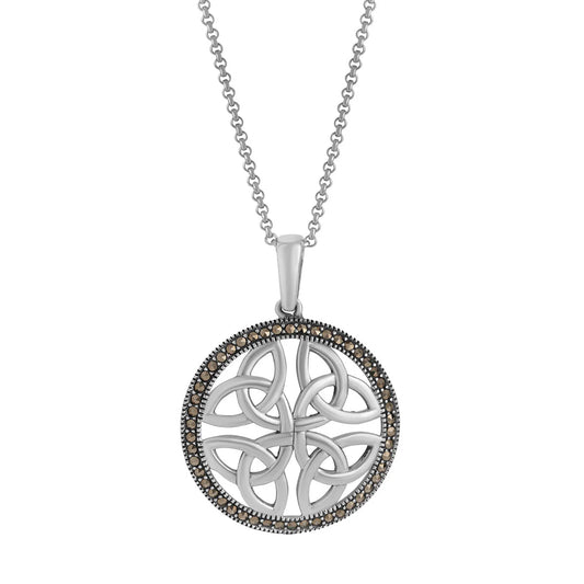 Sterling Silver Marcasite Four Trinity Knot Pendant