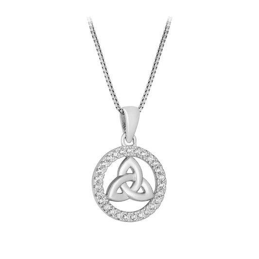 Sterling Silver Cubic Zirconia Round Trinity Knot Pendant