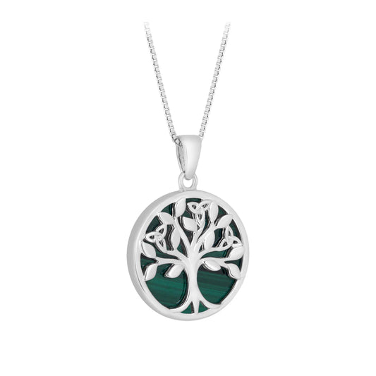 Sterling Silver Malachite Tree Of Life Pendant