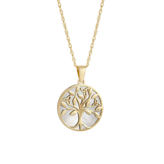 10ct Gold Mother Of Pearl Tree Of Life Pendant