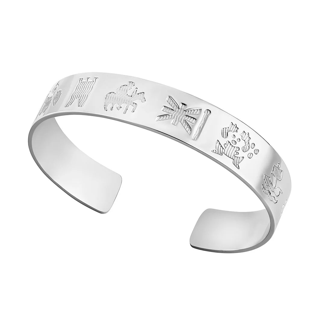 Sterling Silver History Of Ireland Flat Bangle
