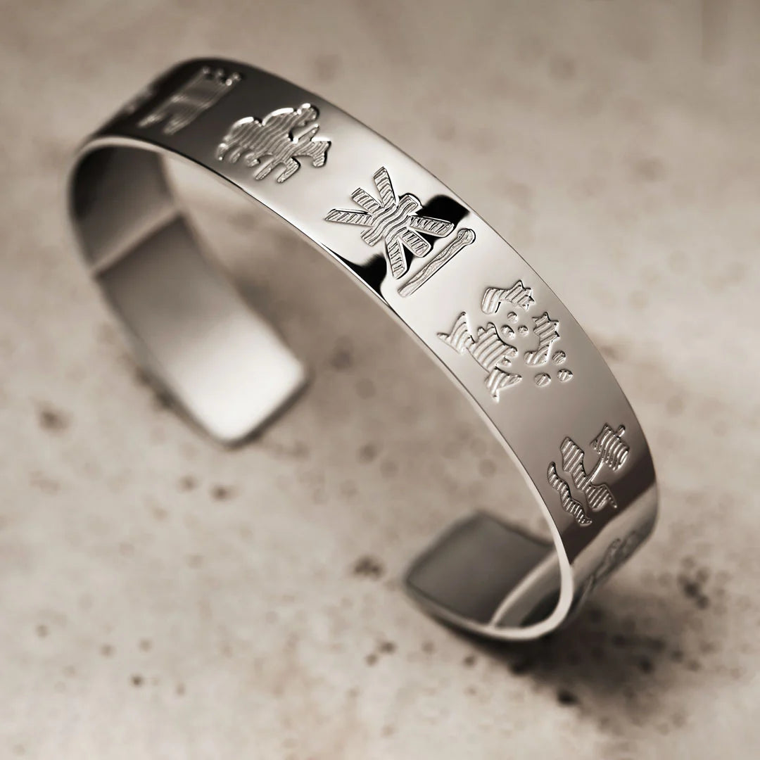 Sterling Silver History Of Ireland Flat Bangle