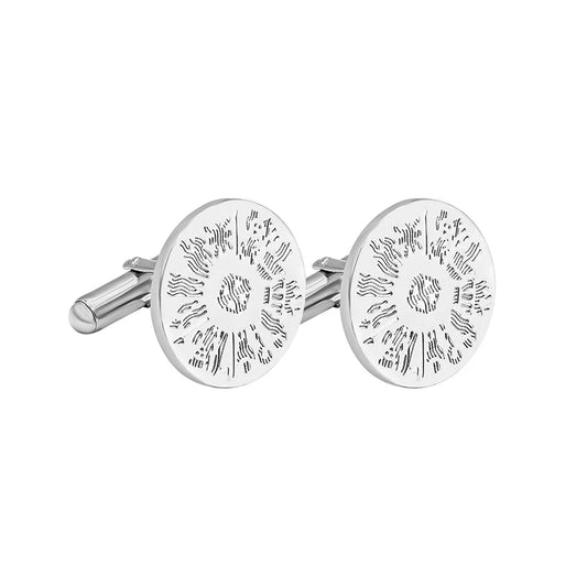 Sterling Silver Round History Of Ireland Cufflinks