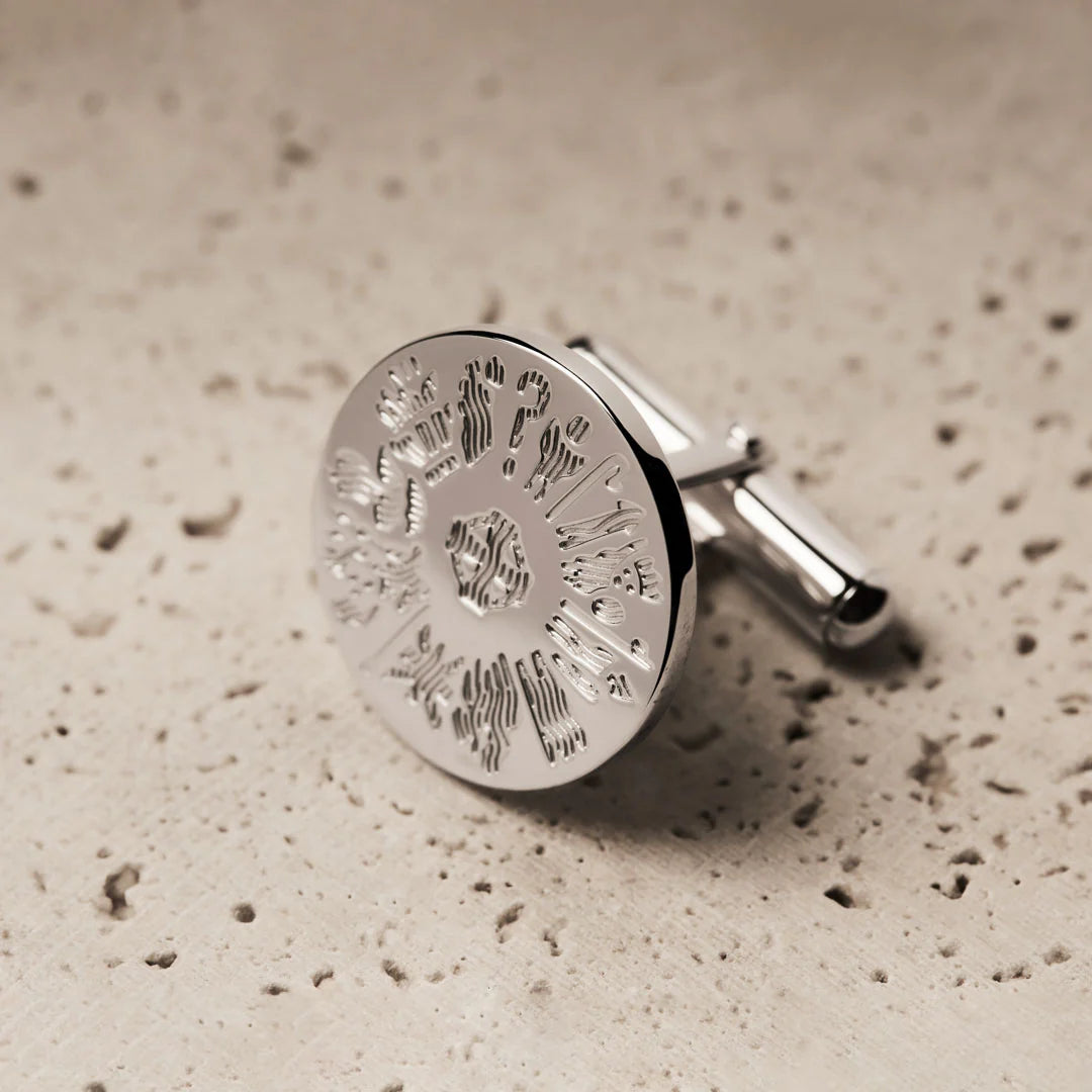 Sterling Silver Round History Of Ireland Cufflinks