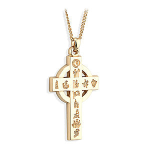 14ct Yellow Gold History Of Ireland Celtic Cross