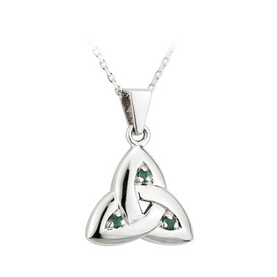 14ct White Gold Emerald Trinity Knot Pendant