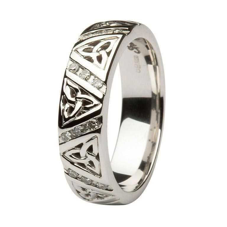 14ct White Gold Diamond Trinity Knot Ring