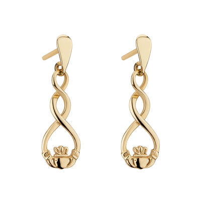 9ct Yellow Gold Claddagh Earrings