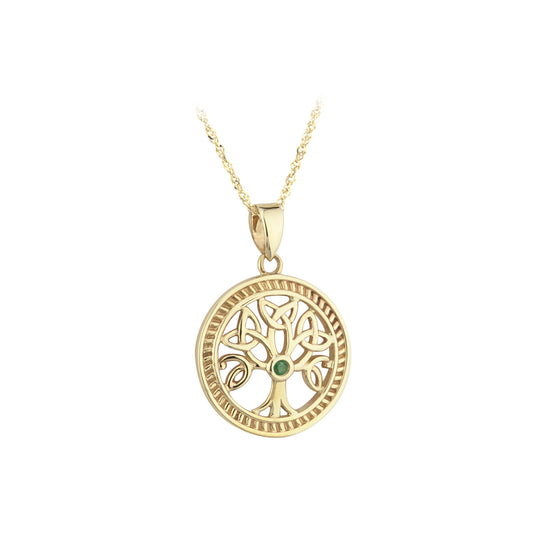 10ct Yellow Gold Emerald Tree of Life Pendant