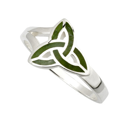 Sterling Silver Connemara Marble Trinity Knot Ring
