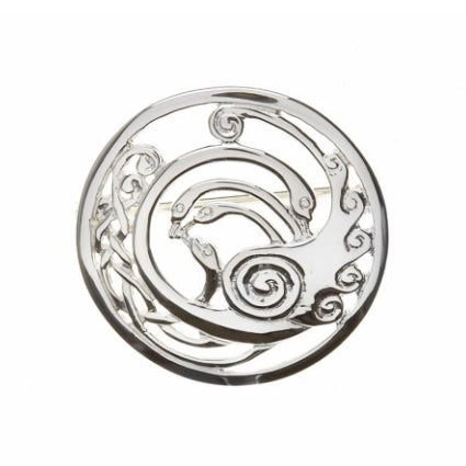 Sterling Silver Children of Lir Celtic Knot Brooch - Medium