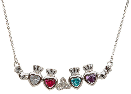 Sterling Silver 4 Stone Trinity Knot Mothers Necklace