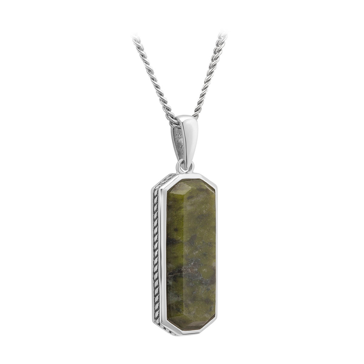 Men's Sterling Silver Connemara Marble Ingot Pendant