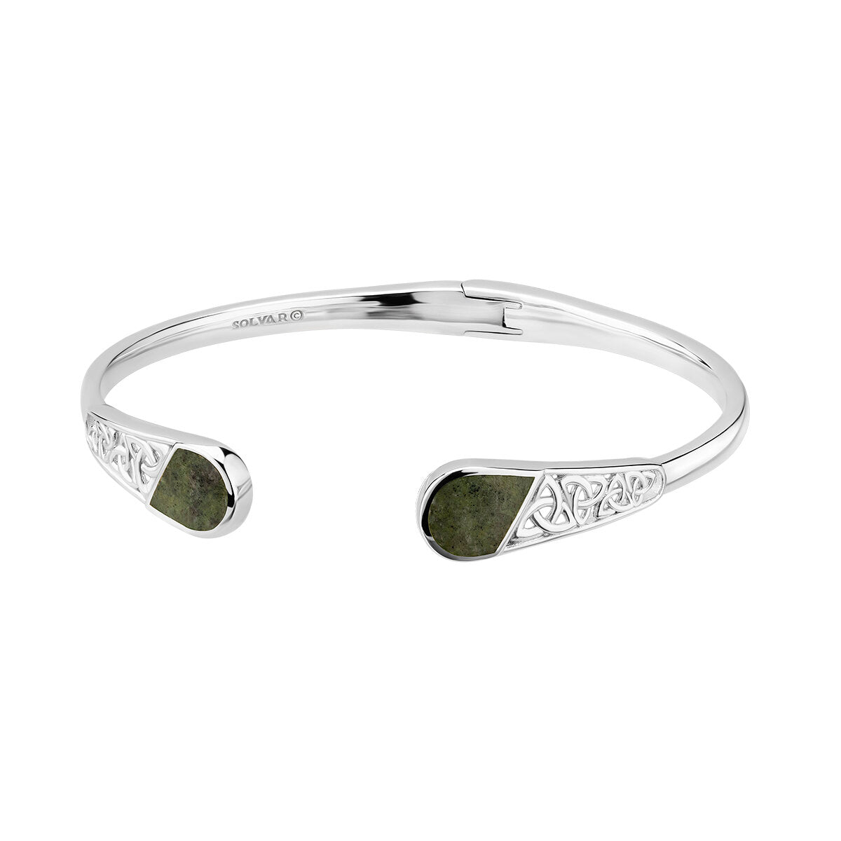 Sterling Silver Connemara Marble Trinity Knot Bangle