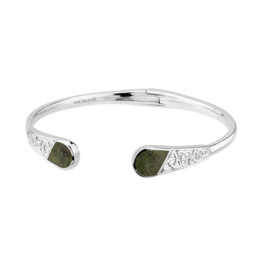 Sterling Silver Connemara Marble Trinity Knot Bangle