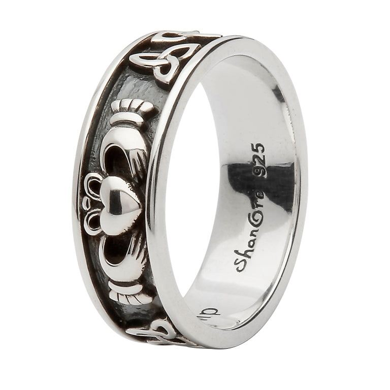 Sterling Silver Claddagh & Trinity Knot Ring