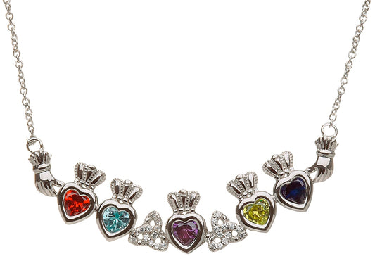 Sterling Silver 5 Stone Trinity Knot Mothers Necklace