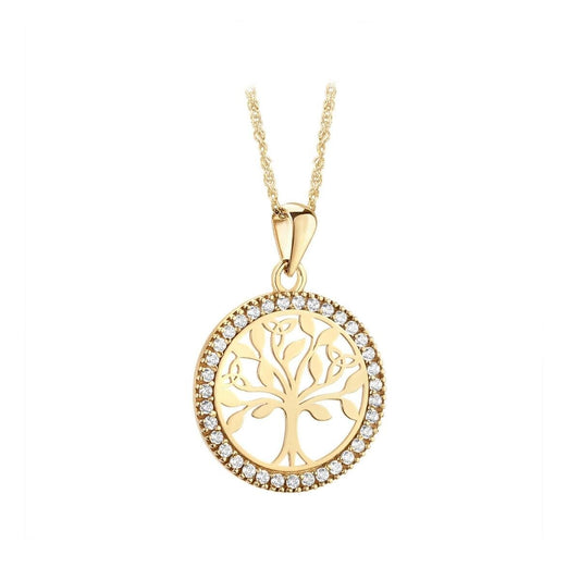 10ct Yellow Gold Cubic Zirconia Tree of Life Pendant