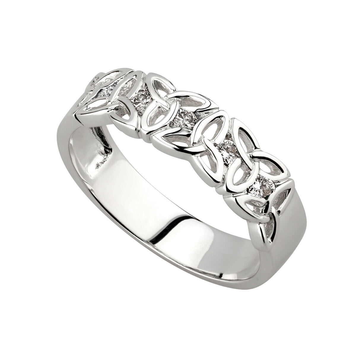 14ct White Gold Diamond Trinity Knot Ring