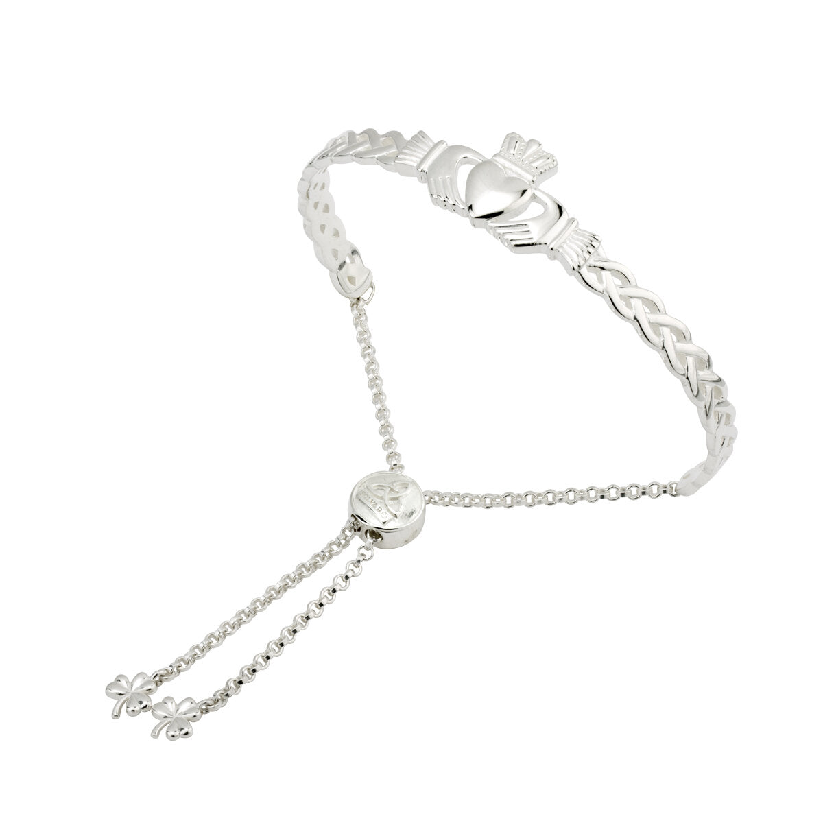 Sterling Silver Claddagh Draw String Bangle