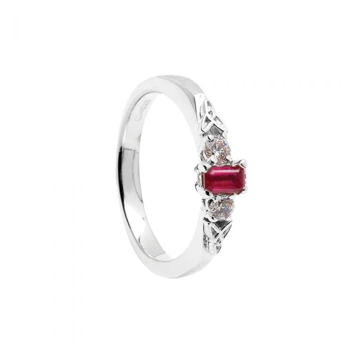 14ct White Gold Ruby and Diamond Engagement Ring