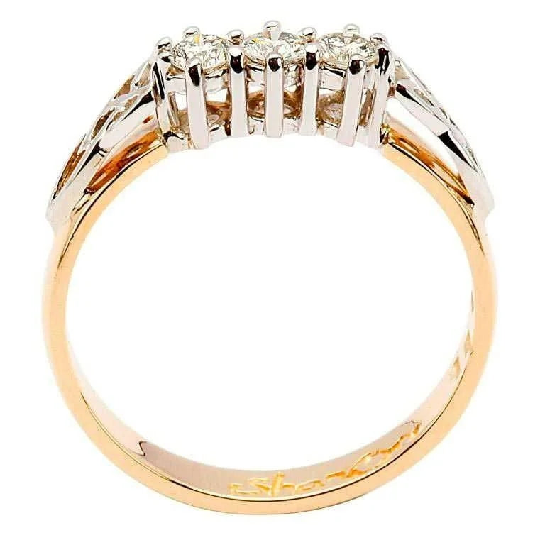 14ct Yellow and White Gold Celtic Diamond Ring