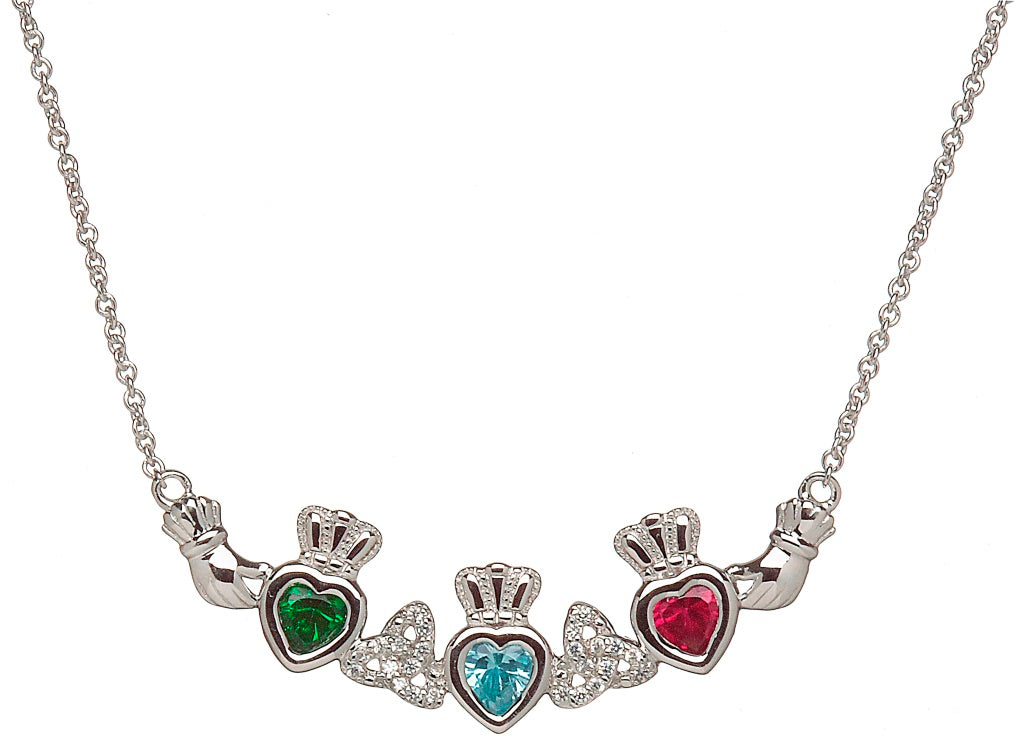 Sterling Silver 3 Stone Trinity Knot Mothers Necklace