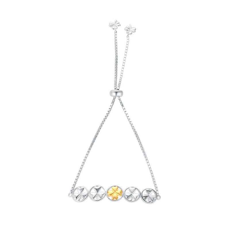 Sterling Silver and Gold Plated Shamrock Slider Bracelet