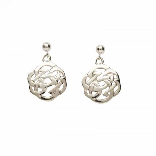 Sterling Silver Celtic Rose Drop Earrings