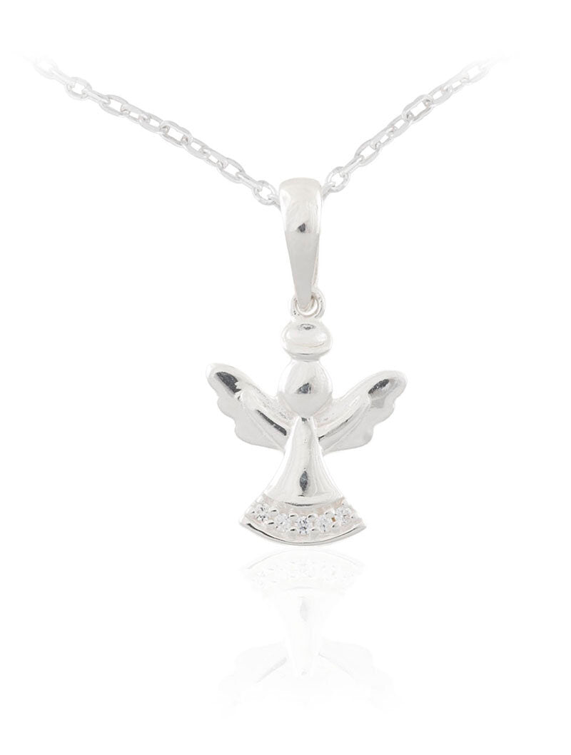 Sterling Silver Cubic Zirconia Guardian Angel Pendant