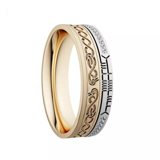 Diamond Le Cheile (Together) Ogham Wedding Ring