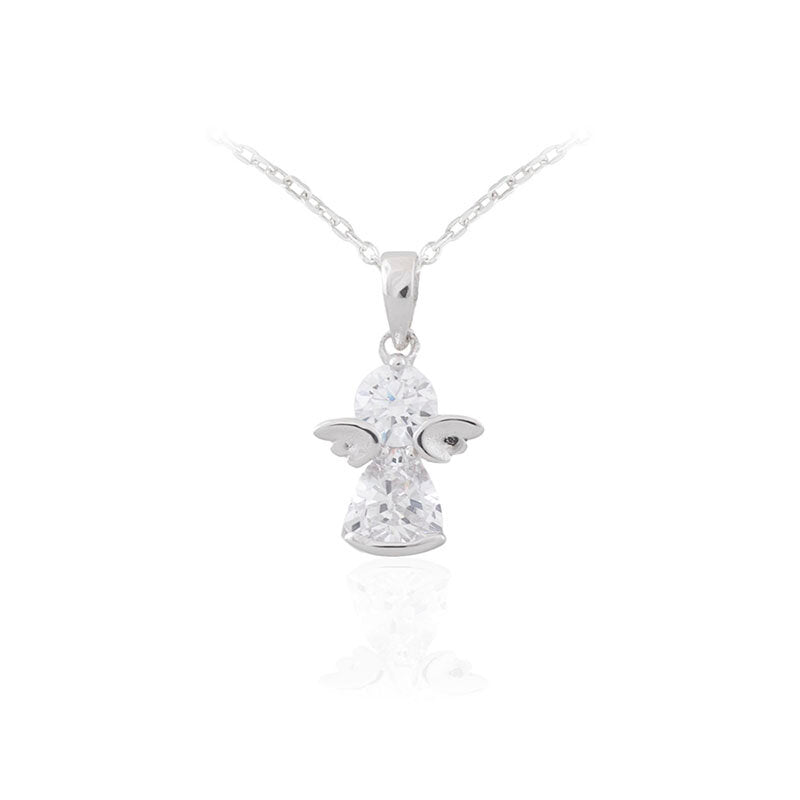 Sterling Silver Cubic Zirconia Angel Pendant