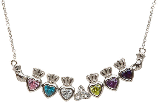 Sterling Silver 6 Stone Trinity Knot Mothers Necklace