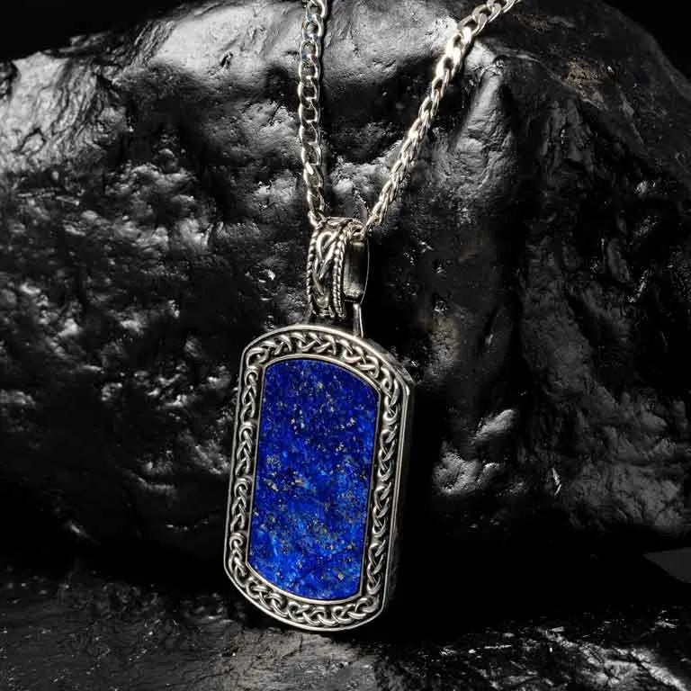 Men's Sterling Silver Blue Lapis Celtic Knot Pendant