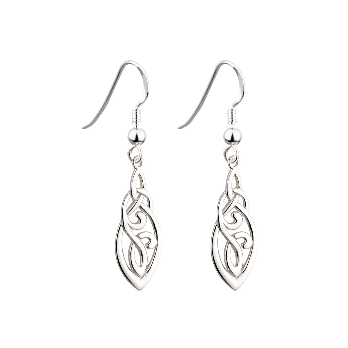 Sterling Silver Long Celtic Knot Drop Earrings