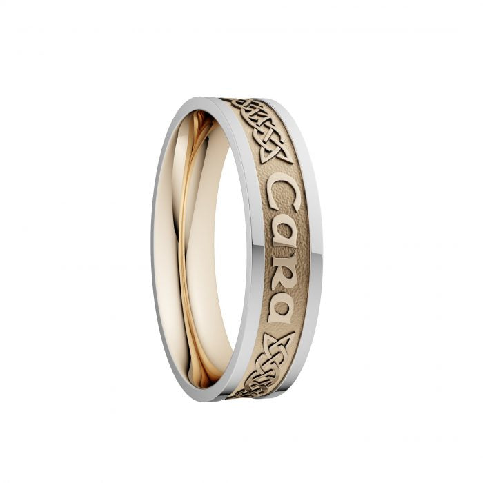 Mo Anam Cara Lovers Knot Wedding Ring with White Rails - Narrow