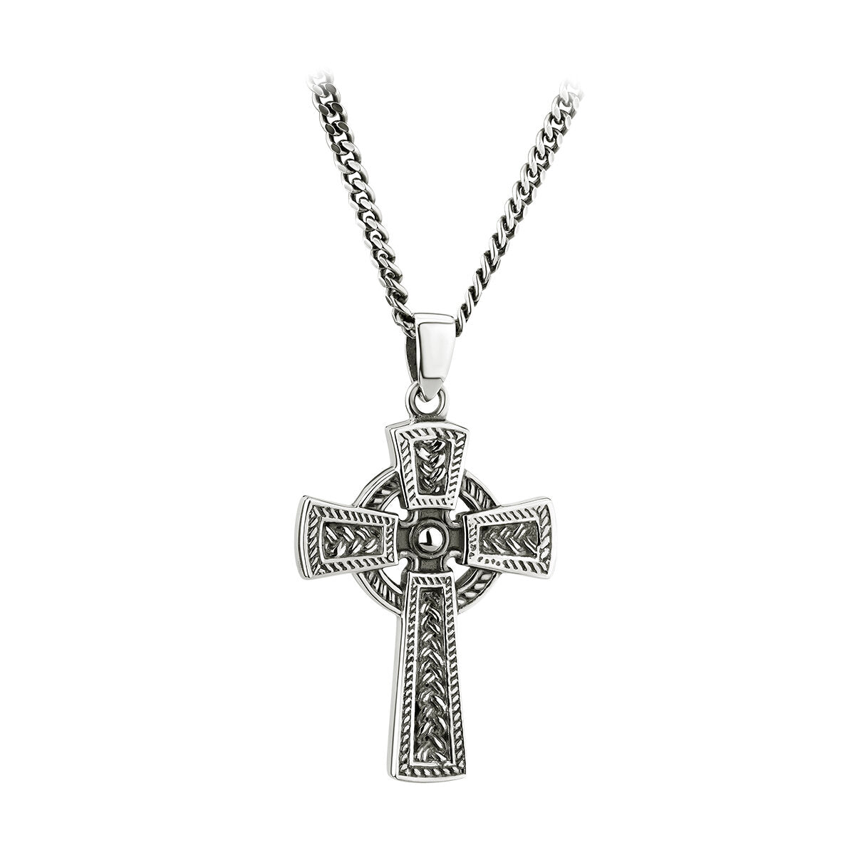 Men's Sterling Silver Oxidised Celtic Cross