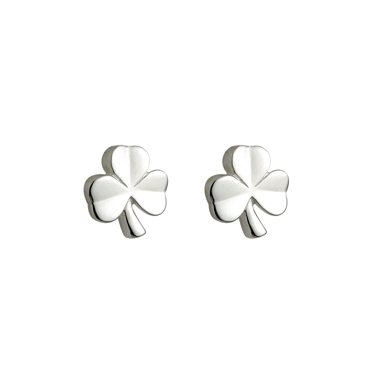 Kids Sterling Silver Shamrock Stud Earrings