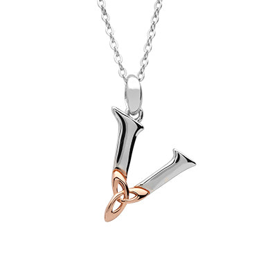 Sterling Silver Celtic Initial V Pendant