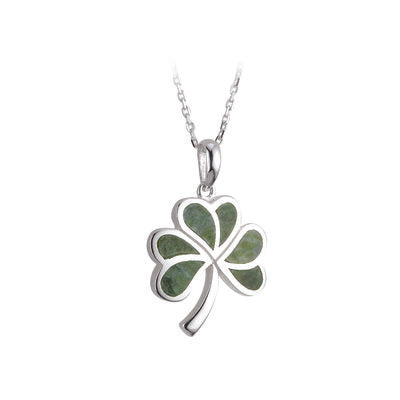 Sterling Silver Connemara Marble Shamrock Pendant